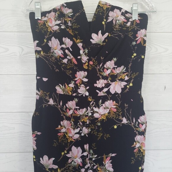 Miss Selfridge black floral jumpsuit romper size 6 strapless - Picture 3 of 11